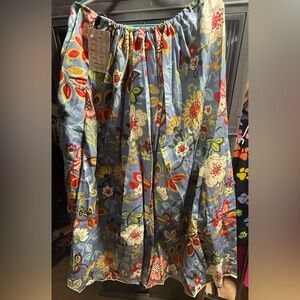 Damsel In This Dress Floral Blue Red Tulip Skirt Drawstring Waist NWT